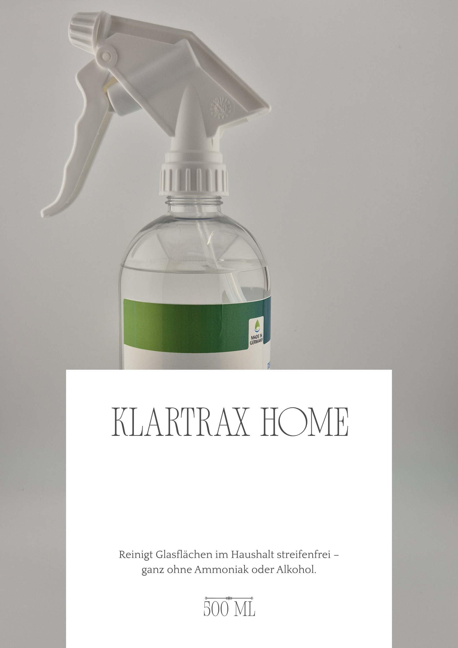 HATOCH KLARTRAX Home Glasreiniger 500 ml für streifenfreie Glasflächen, Displays und Ceranfeld