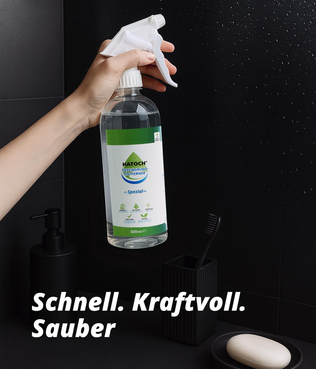 HATOCH Tiefengrundentferner SPEZIAL 500ml in der Hand – Profi-Test auf Fensterbank und PVC-Rahmen