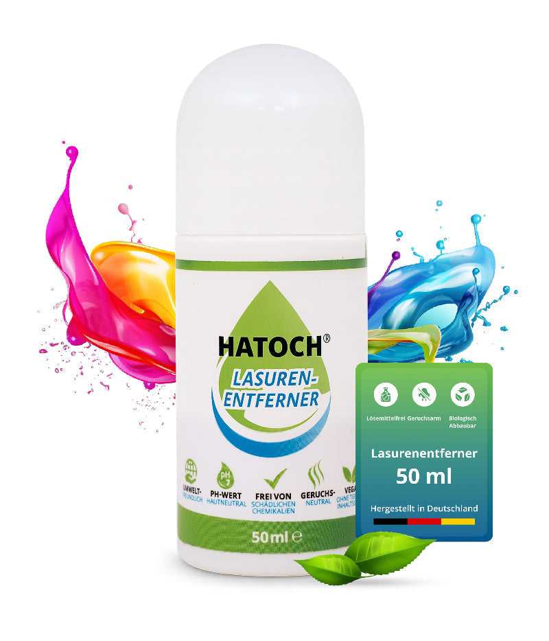 HATOCH Lasuren-Entferner 50ml gegen Farbspritzer und Lasur auf Fensterglas