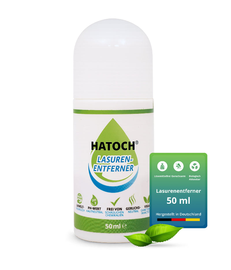 HATOCH Lasuren-Entferner 50ml Rückseite – biologischer Lasurenentferner ohne Lösemittel