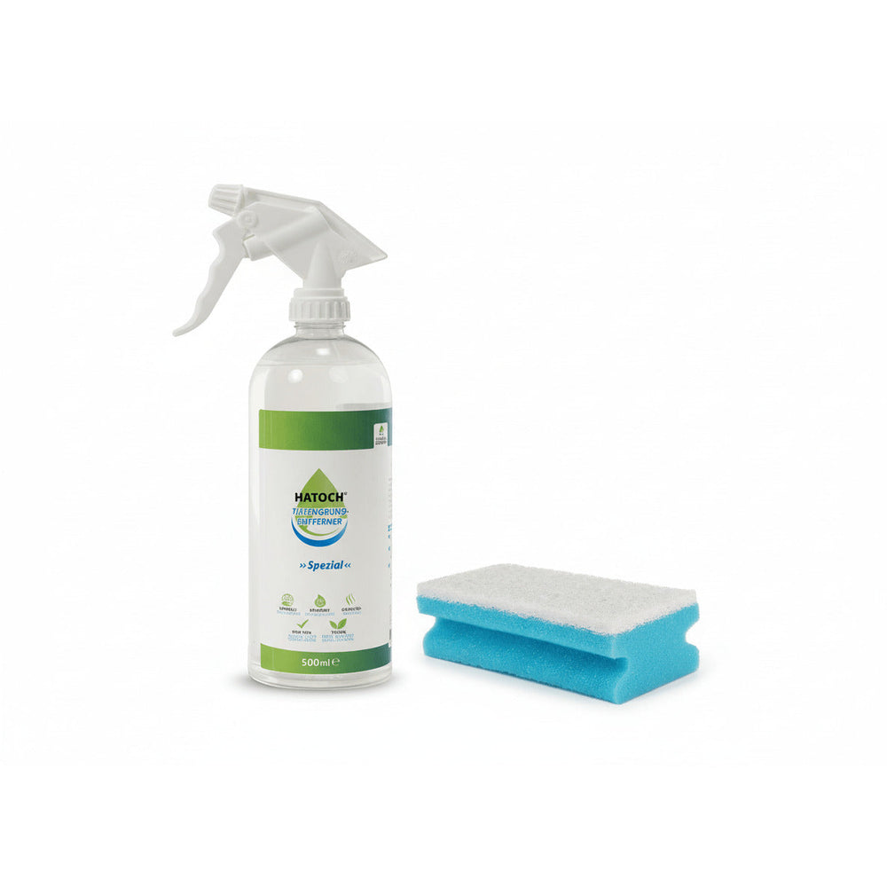 HATOCH SPEZIAL 500ml + Profi-Schwamm Set – Produktansicht mit Sprühflasche und Reinigungsschwamm