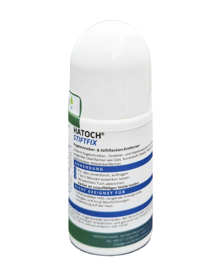 HATOCH STIFTFIX 50 ml Stick, Rückseite: Anwendung in 3 Schritten und nicht geeignete Oberflächen