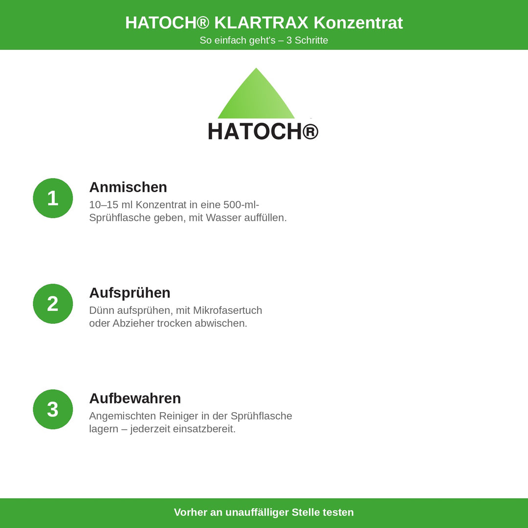 HATOCH KLARTRAX Konzentrat Anwendung in 3 Schritten