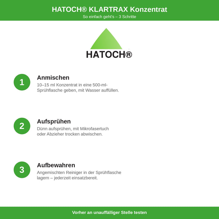 HATOCH KLARTRAX Konzentrat Anwendung in 3 Schritten