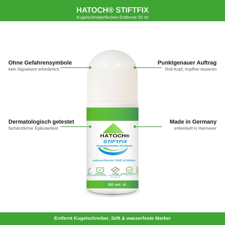 HATOCH STIFTFIX Vorteile: ohne Gefahrensymbole, dermatologisch getestet, Made in Germany