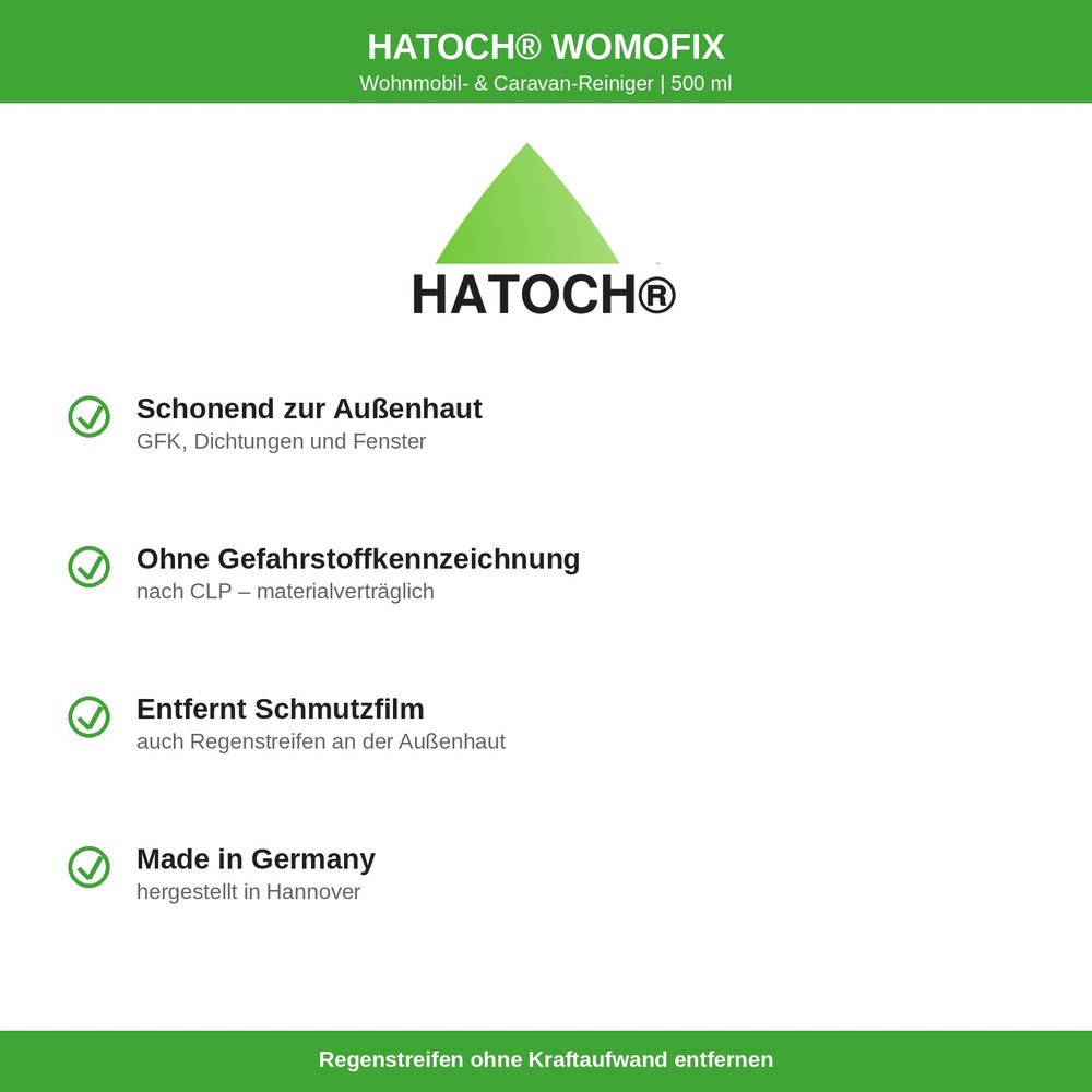 HATOCH WOMOFIX Vorteile: schonend für GFK, ohne Gefahrstoffkennzeichnung