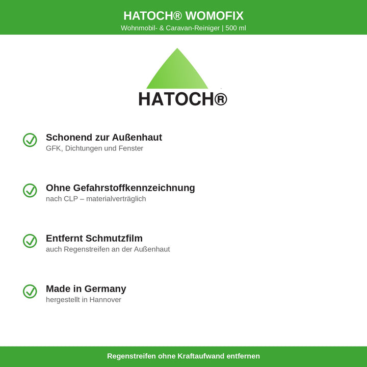 HATOCH WOMOFIX Vorteile: schonend für GFK, ohne Gefahrstoffkennzeichnung
