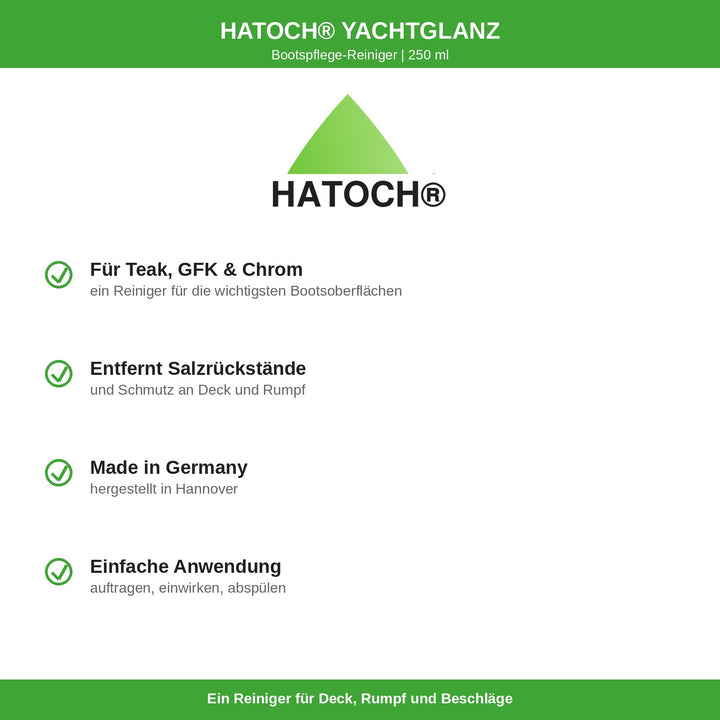 HATOCH YACHTGLANZ Vorteile: für Teak, GFK und Chrom, entfernt Salzrückstände